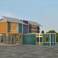 Modern Container Detached Villa With Two Story Colorful Exterior And Balcony