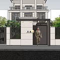New Chinese-style courtyard gate wall 3d model