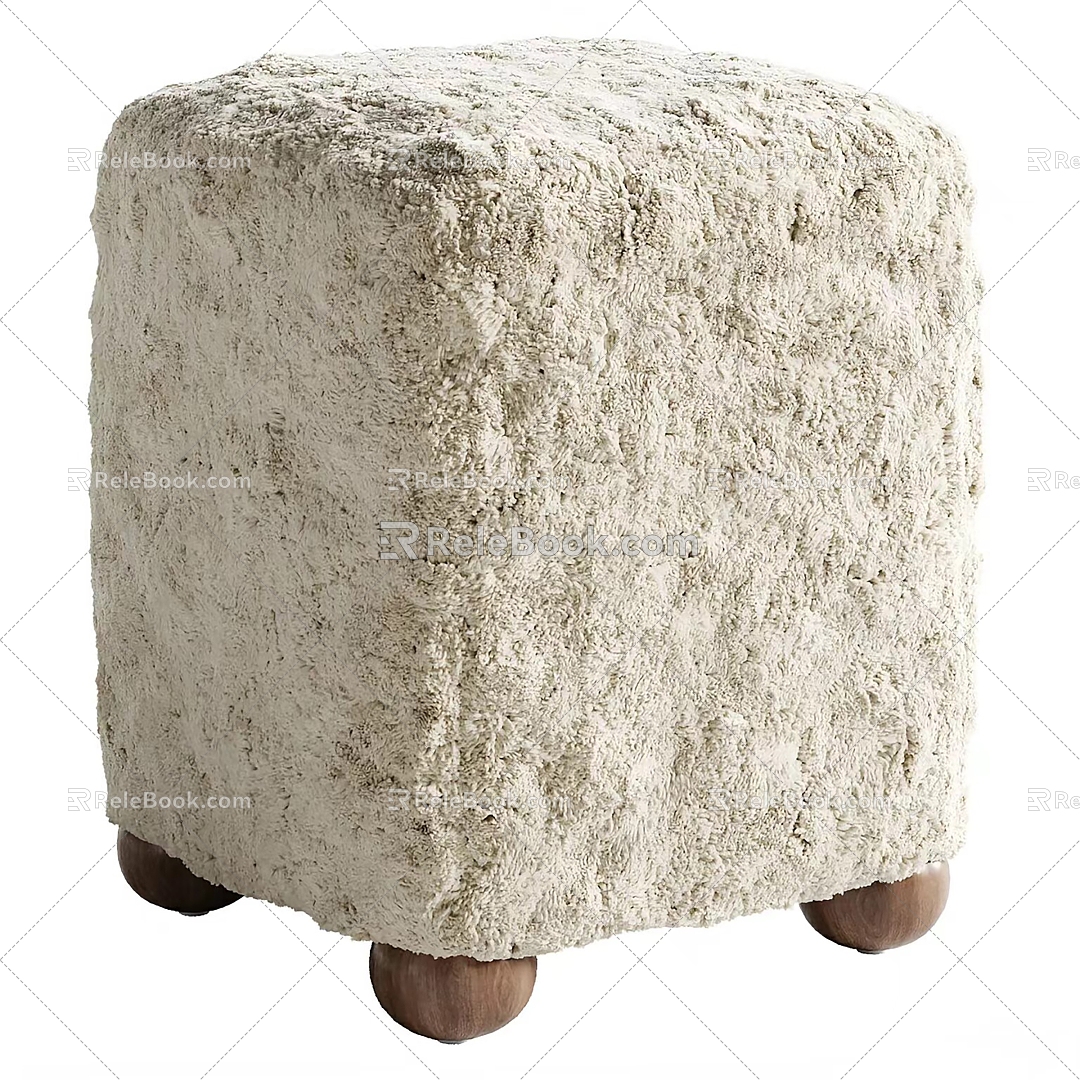 Enchere Wool Square Footstool 3d model