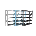 Sturdy Display Shelves With Black Blue White Frames And Multiple Storage Layers