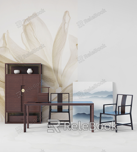 New Chinese Style Desk and Chair Desk and Chair Combination model