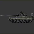 Detailed Military Tank 3D Render With Long Gun Barrel Heavy Tracks And Turret