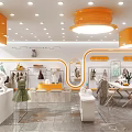 GANDY HOUSE Clothing Store With Orange Decor Open Layout Display Clothes Seating And Green Plants