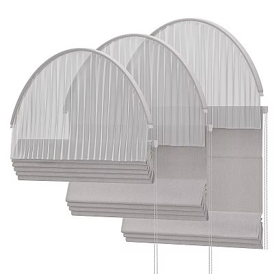 Gray Fabric Window Blinds with Modern Folded Design for Home Windows 3d model