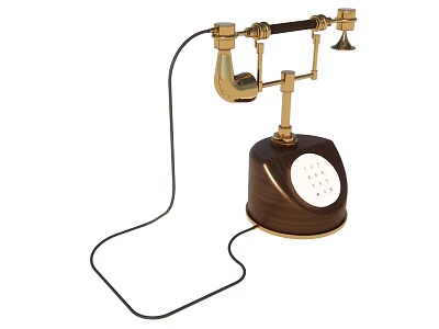 Vintage Old Fashioned Telephone Featuring Brass Components Wooden Base And Dial 3d model