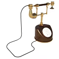 Vintage Old Fashioned Telephone Featuring Brass Components Wooden Base And Dial