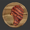 Juicy Grilled Steak Served on Rustic Wooden Platter with Fresh Herb Garnish