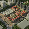 Aerial View Urban Planning With Red Roof Buildings High Rise Structures Green Spaces And Roads