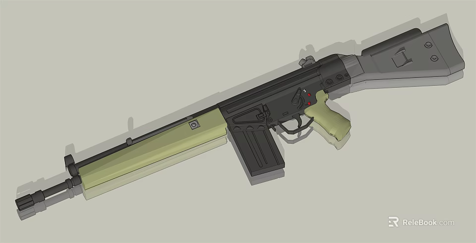 Tactical Rifle 3D Model Featuring Black and Tan Design With Magazine and Stock 3d model 