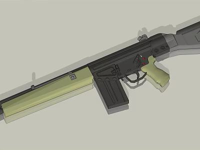 Tactical Rifle 3D Model Featuring Black and Tan Design With Magazine and Stock 3d model