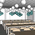 Modern Library Reading Room Bookshelf Bookcase Reading Space 3d model