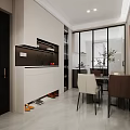 Modern Living and Dining Room Interior With TV Wall Coffee Table And Storage Cabinets