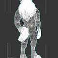 Anthropomorphic Mythical Beast Character With Black White Fur Muscular Build Standing Pose