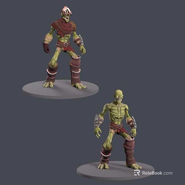 Gaming Fantasy Character Design With Green Skin Dual Poses And Armor Bracers Details 3d model 