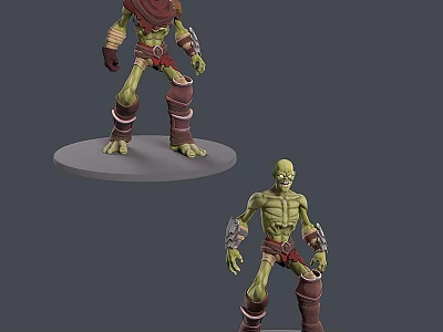 Modern game character zombie soldier 3d model
