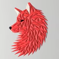Pink Low Poly Wolf Head Wall Decor With Geometric Design And Gray Background