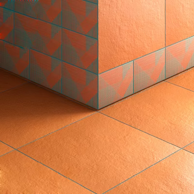 Orange Wall Tile Design With Geometric Patterns And Matching Floor Tile Layout 3d model Orange Wall Tile Design With Geometric Patterns And Matching Floor Tile Layout 3d model