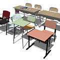 Various Style Desks With Colorful Chairs And Wooden Tops For Study Space
