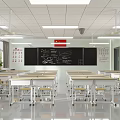 School Classroom Featuring Neat Desks Chairs Large Screen Bright Lighting And Modern Facilities