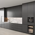 Modern Kitchen Interior With Gray Cabinets And Marble Island Countertop