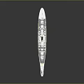 Detailed White Battleship Model With Upper Superstructure Deck Details And Black Surface 3d model