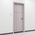 Light Colored Interior Swing Door With Simple Geometric Pattern And Black Handle