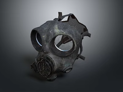Vintage Military Gas Mask Tactical Weapon Gear with Protective Filter and Straps 3d model