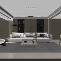 Modern Minimalist Neutral Toned Open Plan Living And Dining Room Interior Design With Cozy Furniture