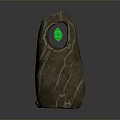 Stone Wood Sculpture With Green Gemstone In Center And Natural Texture