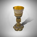 Antique Gold Trophy With Ornate Carvings Decorative Base And Gemstone Accents