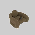 Modern Brown Single Sofa With Rounded Armrests Soft Upholstery And Curved Design