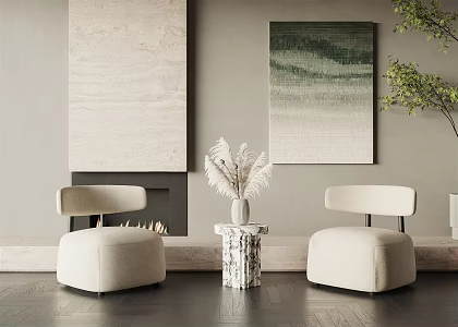 Qui Leisure Sofa Combination creamy-white Single Sofa 3d model