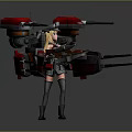 Blonde Haired Game Anime Character With Mechanical Armor Cannon Barrels And Sailor Uniform