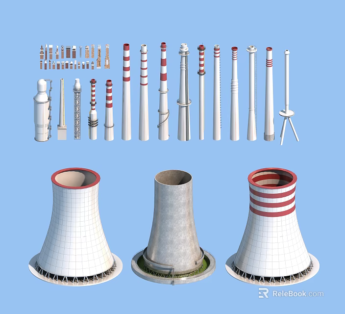 Various Types of Road Infrastructure Towers With Different Designs and Functions 3d model 