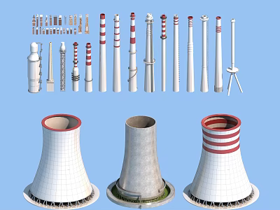 Various Types of Road Infrastructure Towers With Different Designs and Functions 3d model