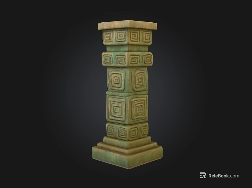 Ornate Green Column With Intricate Spiral Patterns And Classic Design 3d model 