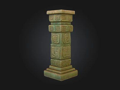 Ornate Green Column With Intricate Spiral Patterns And Classic Design 3d model