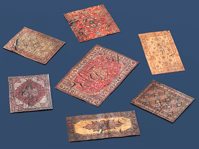 Square Rugs With Traditional Patterns And Various Colors For Home Decor 3d model