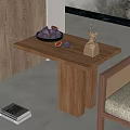 Wooden Side Table With Fresh Figs Bowl And Decorative Sculpture In Living Room