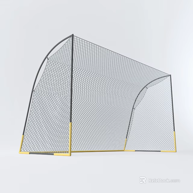 Professional Football Goal With Black Frame Yellow Base And Net Structure 3d model 
