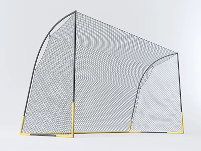 Professional Football Goal With Black Frame Yellow Base And Net Structure 3d model