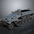 Vintage Military Armored Vehicle With Tracked Wheels Cross Insignia And Gray Design