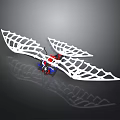 Advanced Spacecraft With White Mesh Solar Wings And Blue Red Components