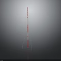 Red And White Striped Pole With White Guy Wires On Dark Background