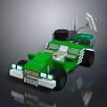 Rugged Off Road Terrain With Green Pixel Style Adventure Vehicle