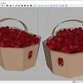 Fresh Cherries in Two Paper Baskets Filled to Brim with Juicy Red Fruits