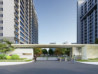 Entrance of demonstration area at entrance of modern gate community 3d model