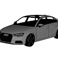 Gray Audi Four Door Sedan With Modern Design And Black Alloy Wheels