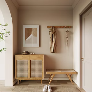Nordic Entrance Shoe Changing Stool Clothes Board 3d model