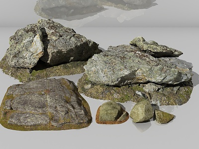 Stone Rock Boulder Stone Cliff Gobi Desert Ground Stone Ground Moss Stone Forest Ground Primeval Forest Pavement Stone Pile 3d model